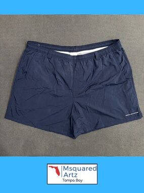 Columbia PFG Mens Navy Blue Swim Trunks Mesh Lined Shorts XXL